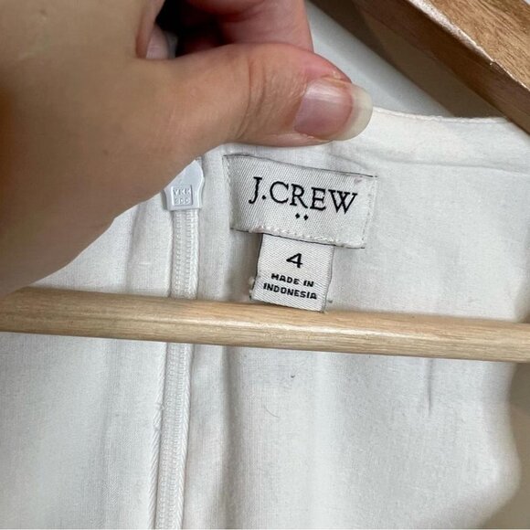 J Crew Factory Womens Size 4 Scalloped Basketweave Square Neck Dress White - Picture 6 of 13
